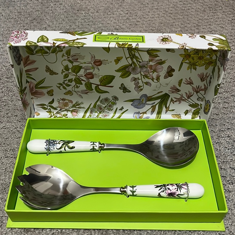 NWT Portmeirion Botanic Garden Salad Servers